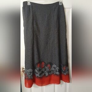 Cato layered polkadot and floral skirt.  Size 12/14. 100% polyester